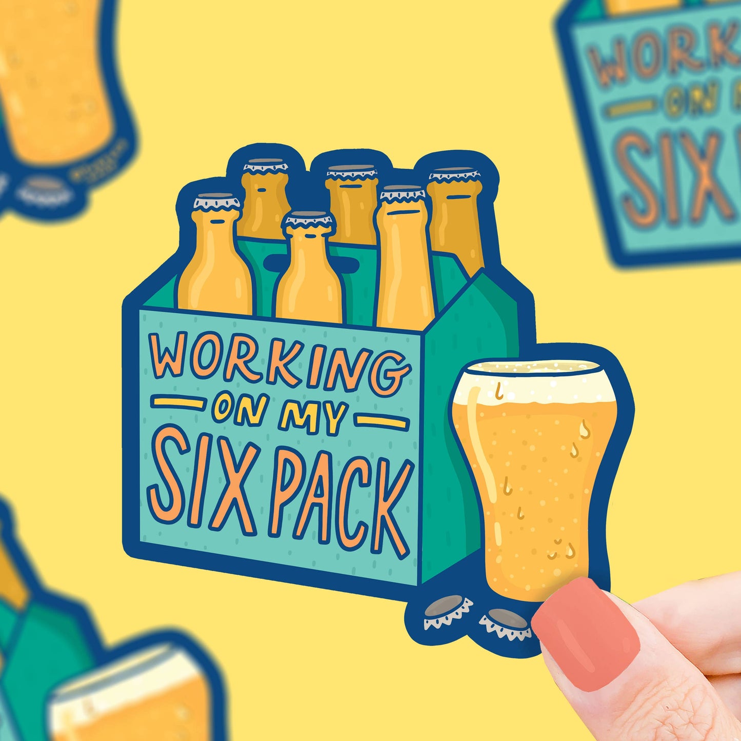 Working On My Six Pack Funny Beer Vinyl Sticker