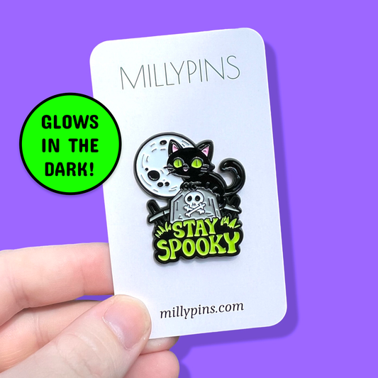 Stay Spooky Halloween Enamel Pin (Glows In The Dark)