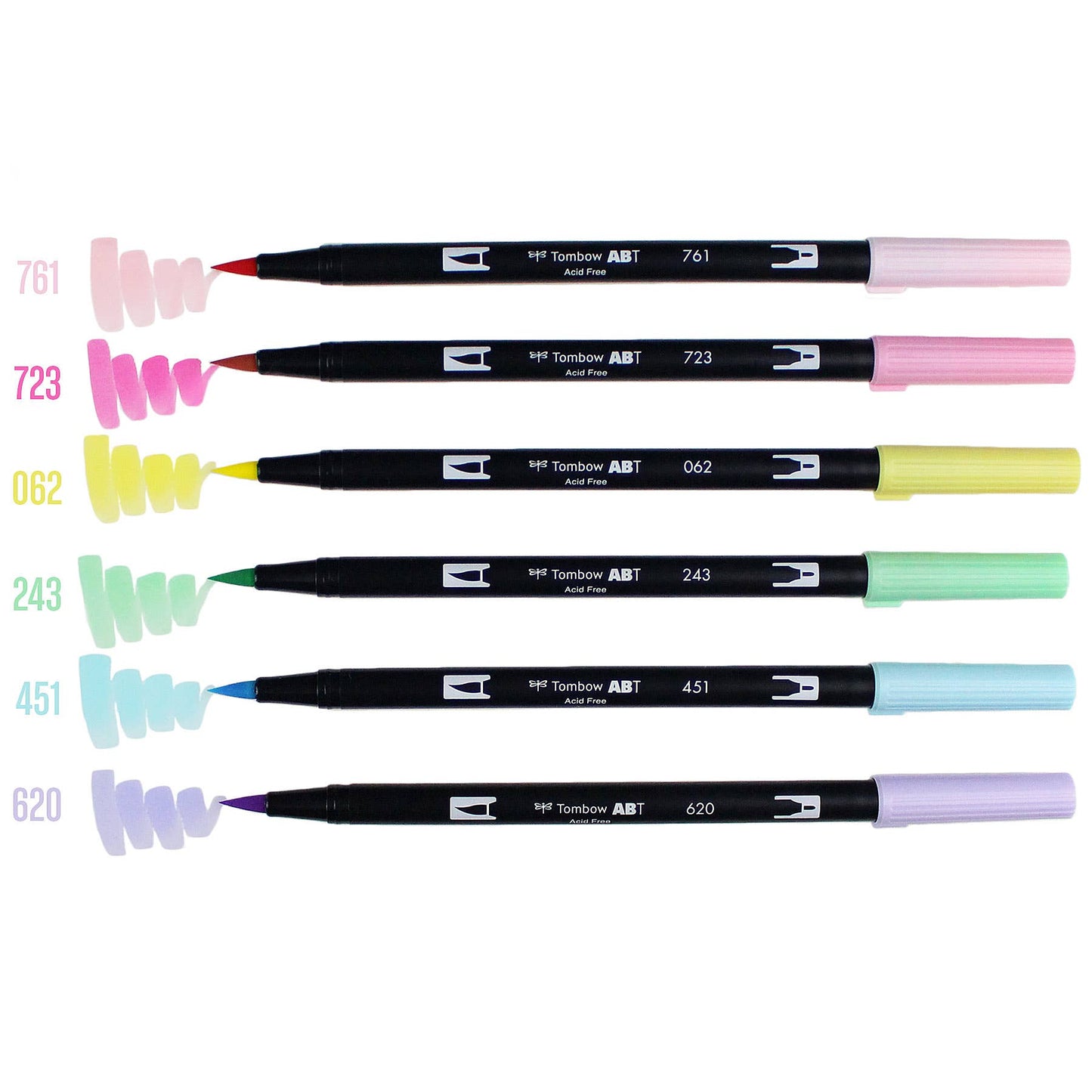 Dual Brush Pen Art Markers, Pastel, 6-Pack