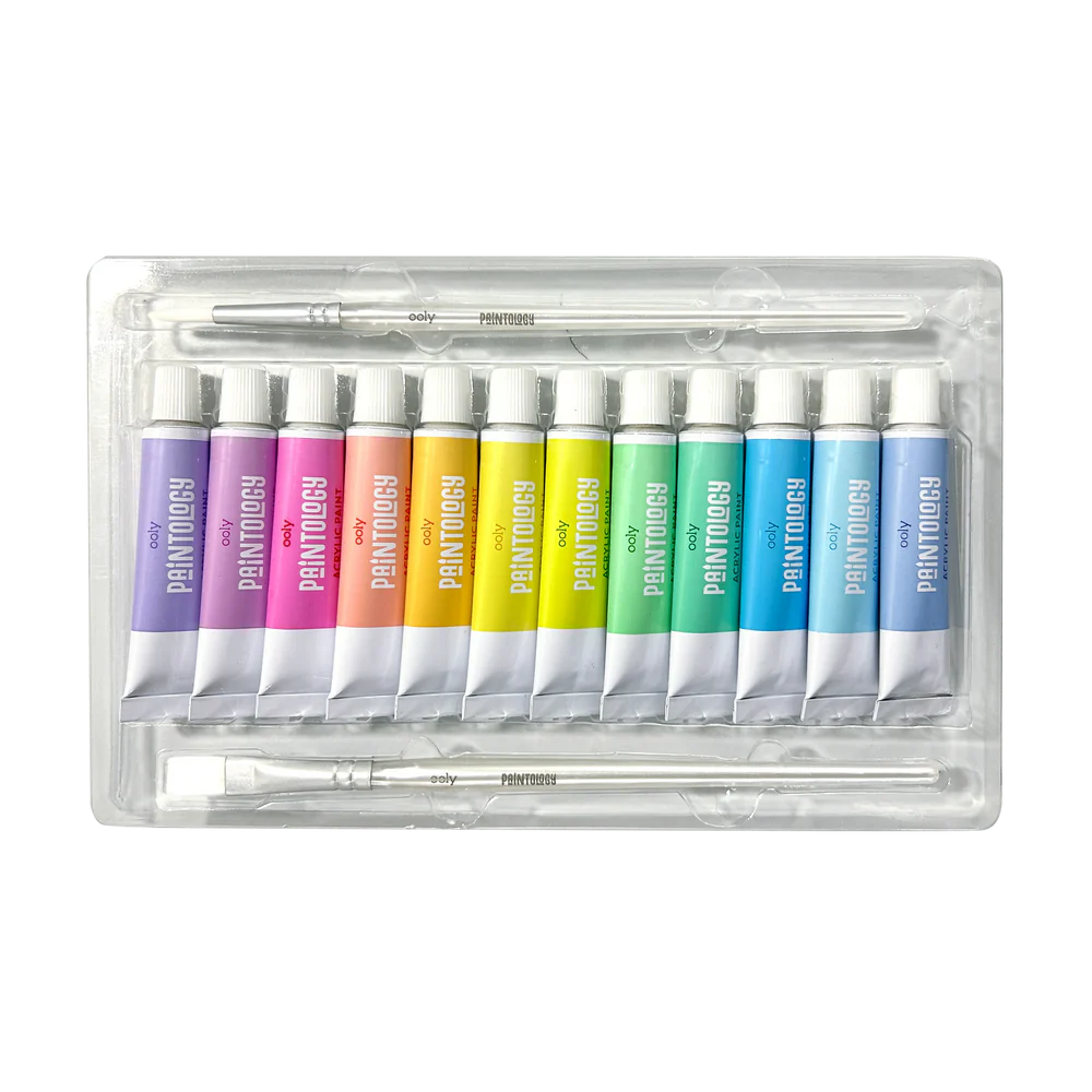 Paintology Acrylic Paints + 2 Brushes - Pastel Colors