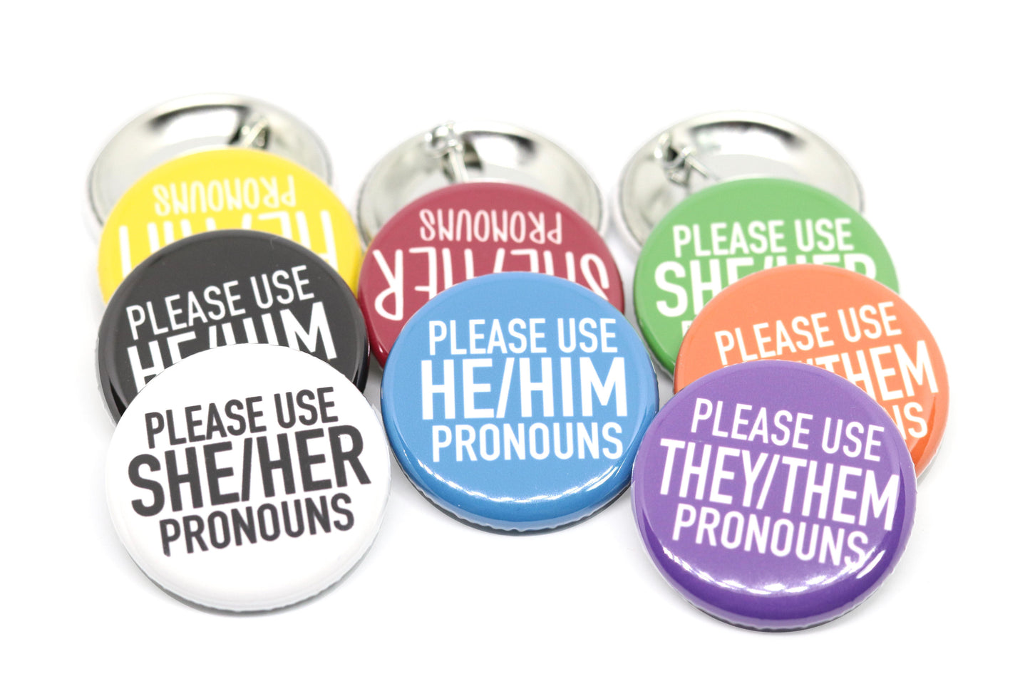 Pronoun Pinback Button Style 2