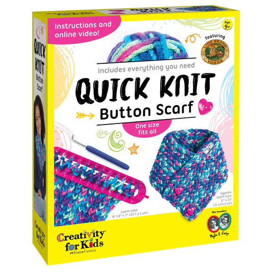 Quick Knit Button Scarf DIY Craft Kit for Kids