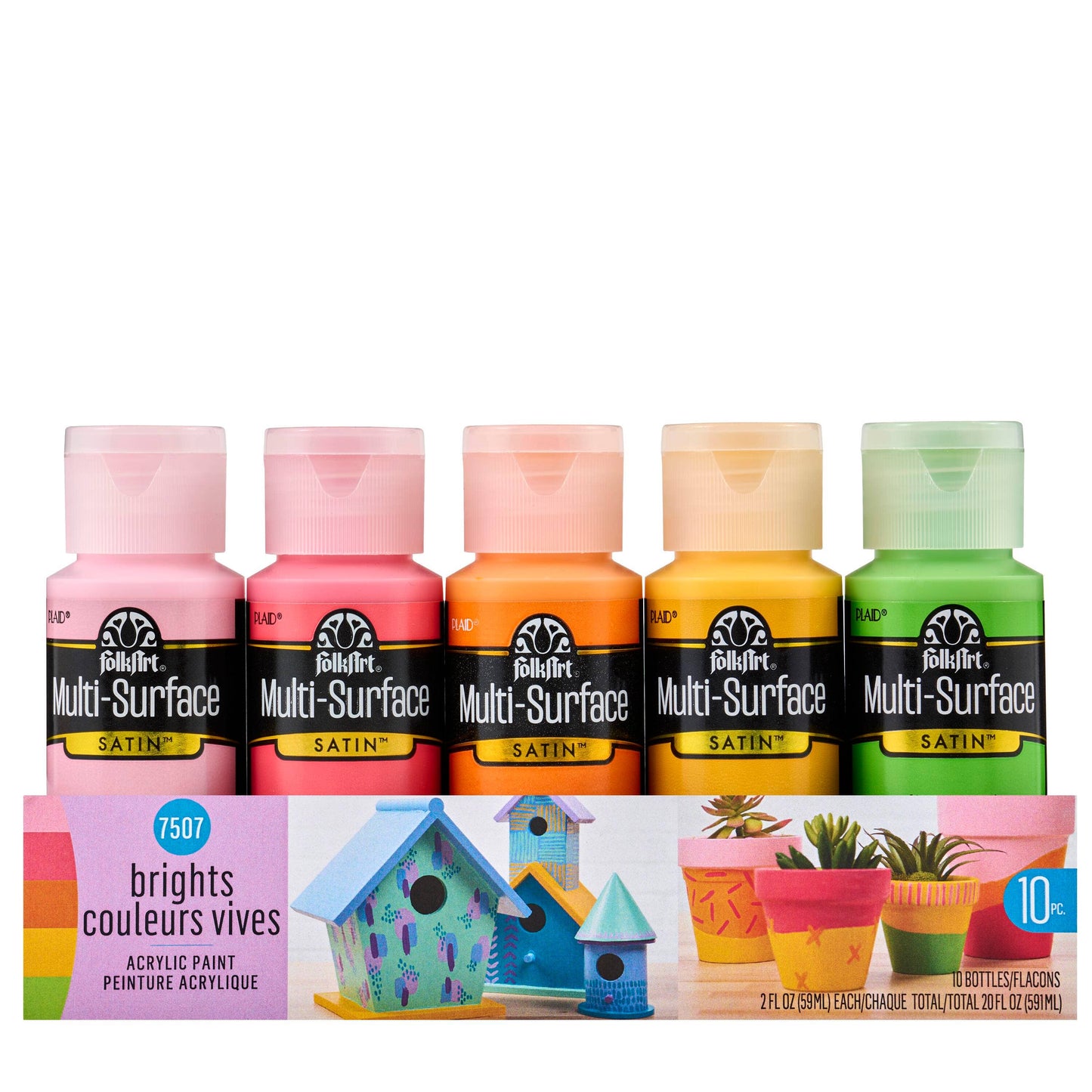 FolkArt MultiSurface Acrylic Paint Set Brights 10 Colors