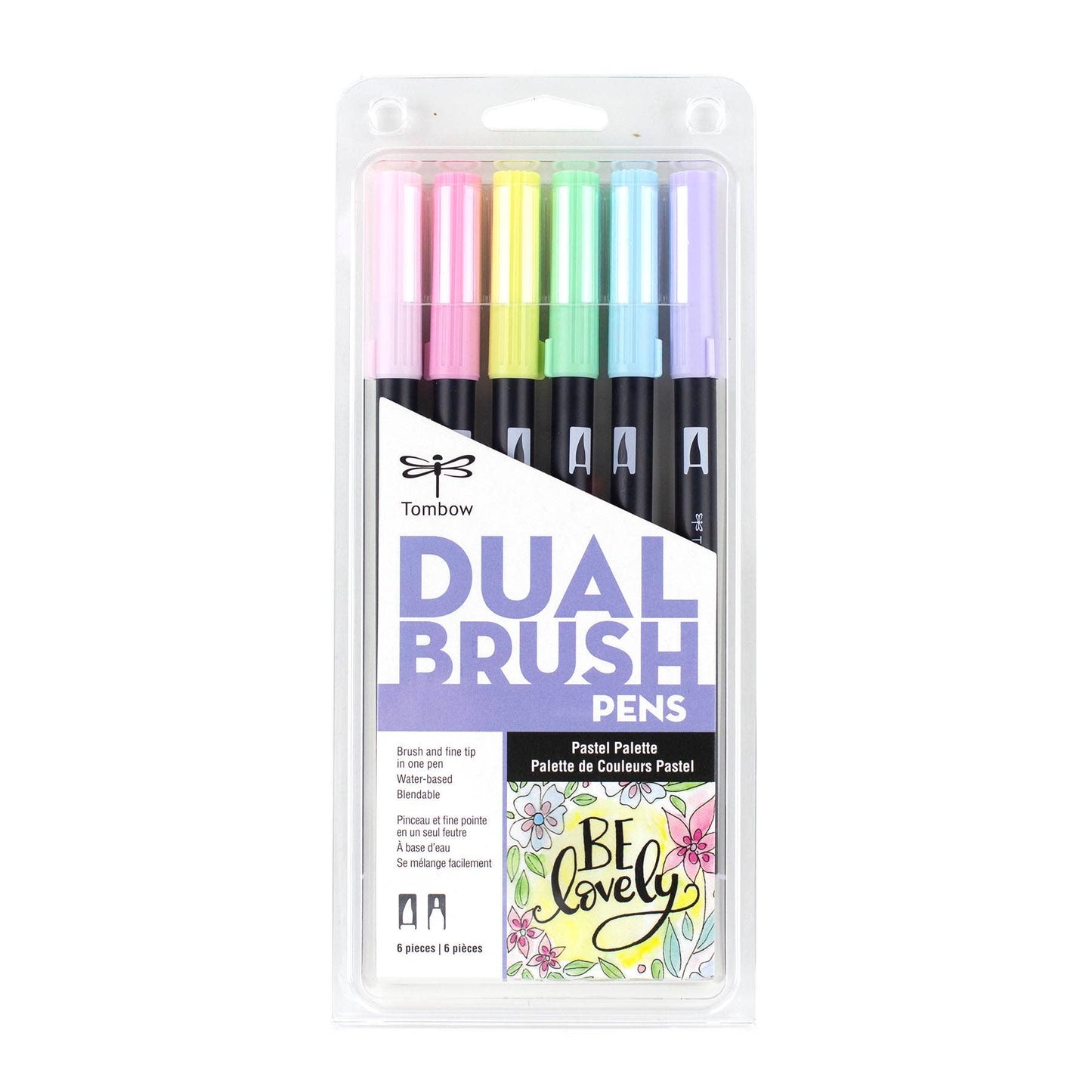 Dual Brush Pen Art Markers, Pastel, 6-Pack