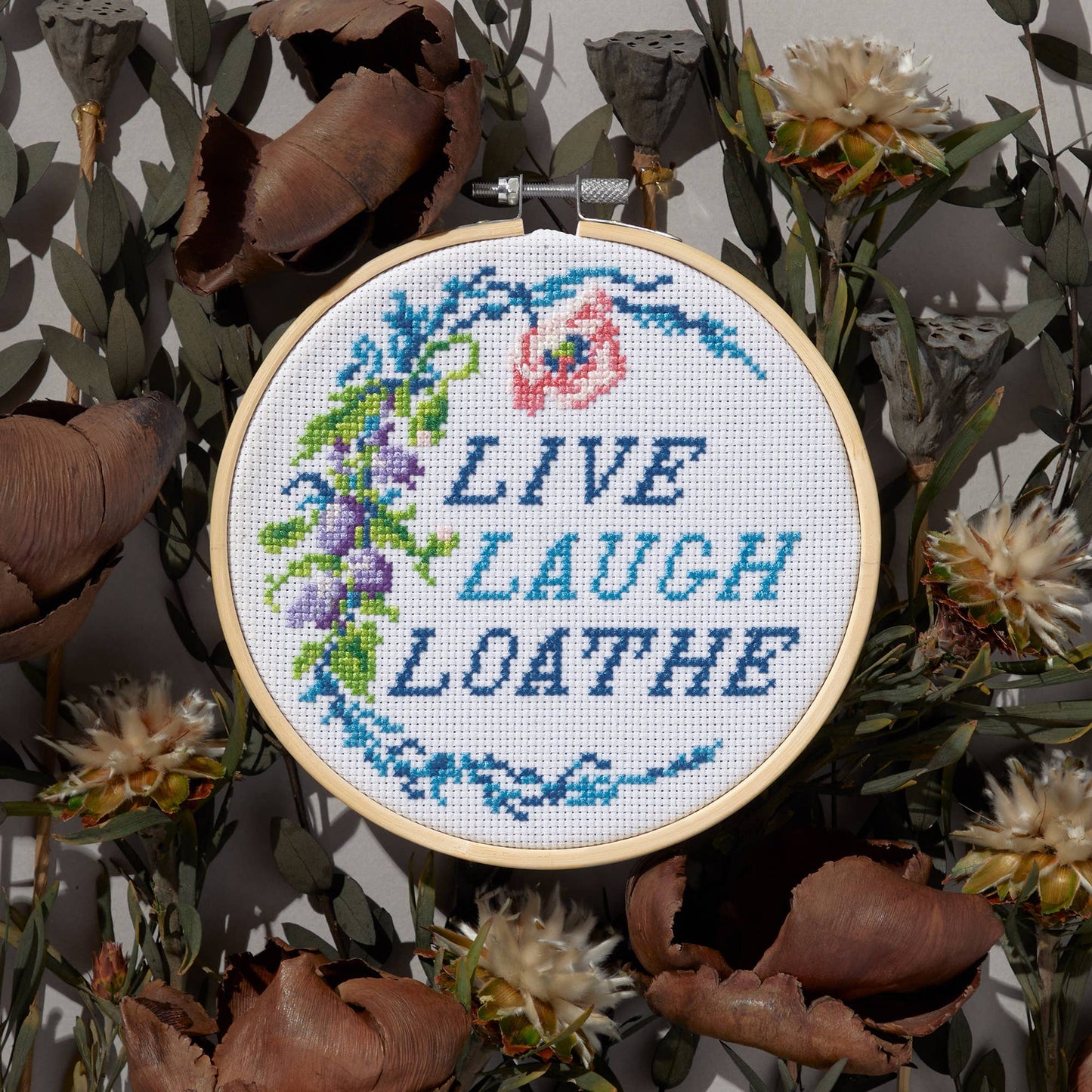 Brass Monkey Live Laugh Loathe Cross Stitch Kit