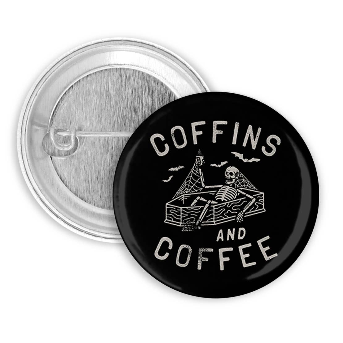 Coffins and Coffee Pinback Button, Badge, Pin 