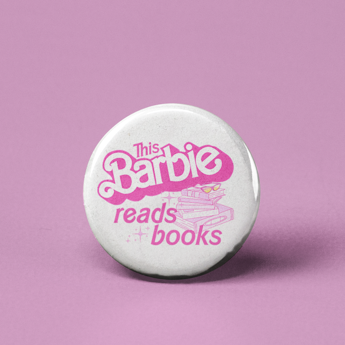 This Barbie Reads Books Pinback Button