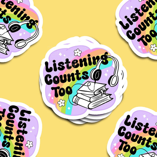 Listening Counts Too Audiobook Vinyl Sticker