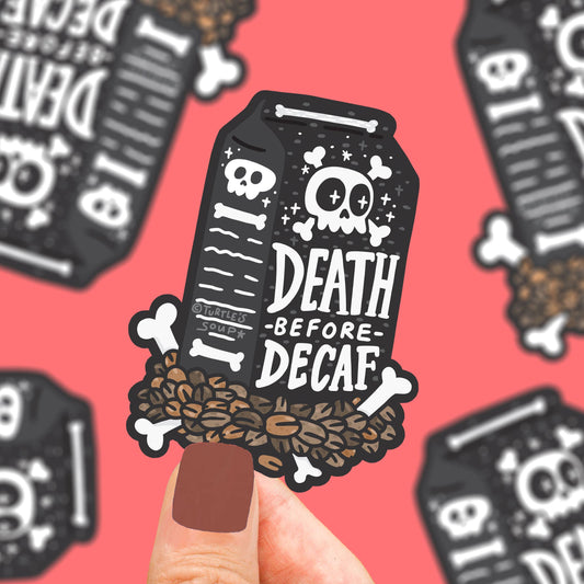 Death Before Decaf Coffee Vinyl Sticker