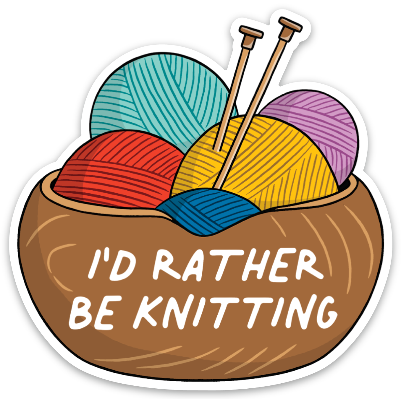 I'd Rather Knitting Vinyl Sticker