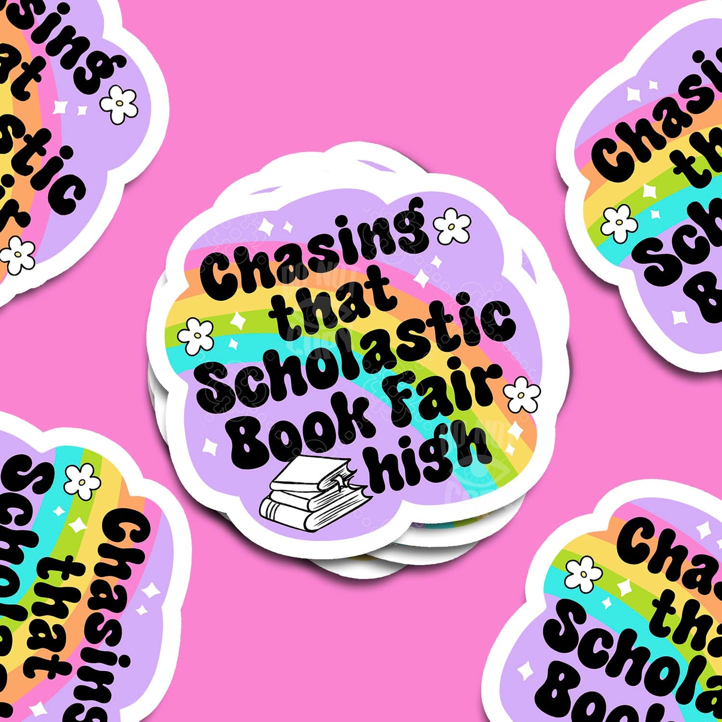 Chasing that Book Fair High Vinyl Sticker