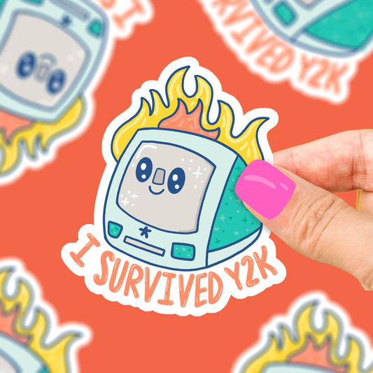 I Survived Y2K Computer Vinyl Sticker