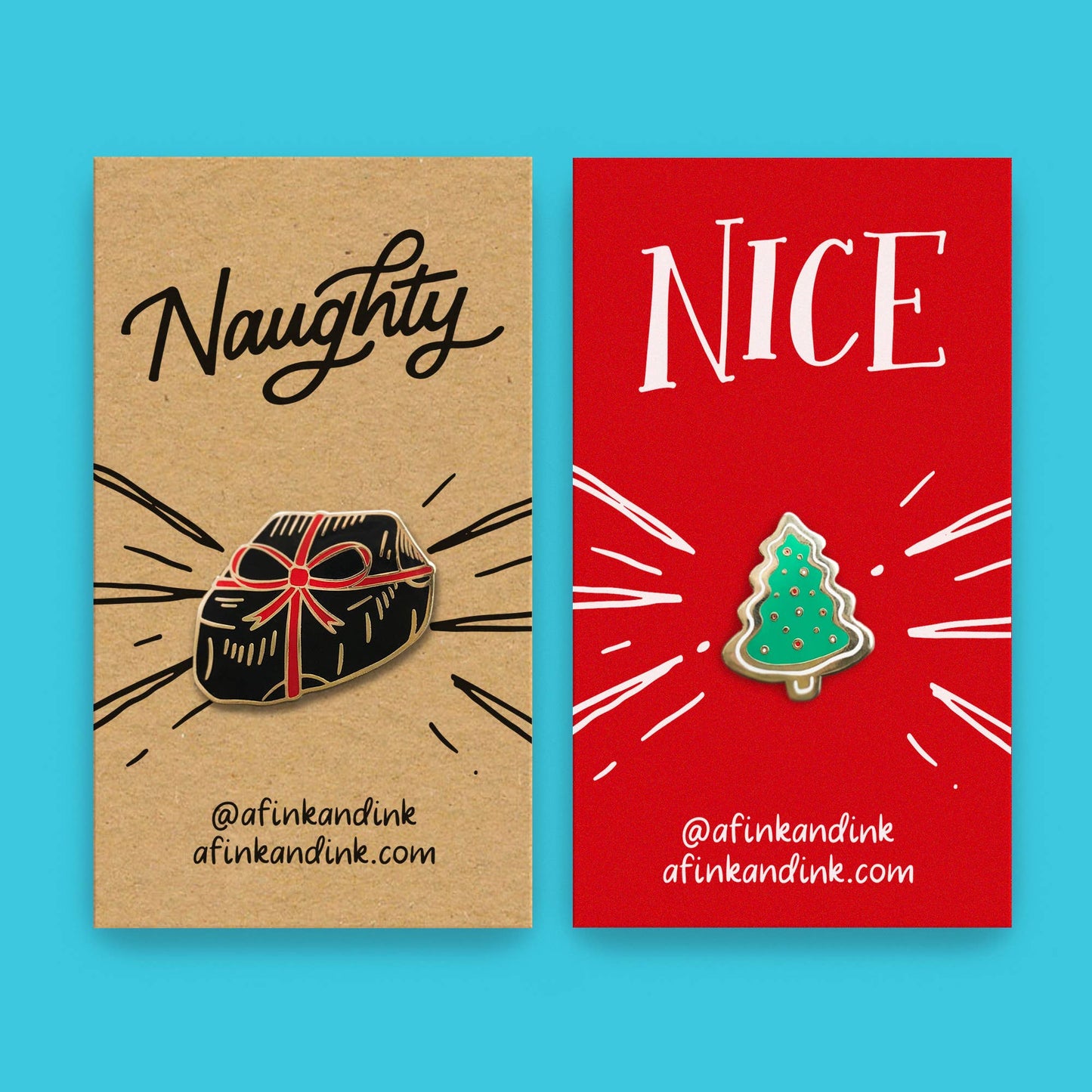 Naughty or Nice Stocking Stuffer Santa Pins