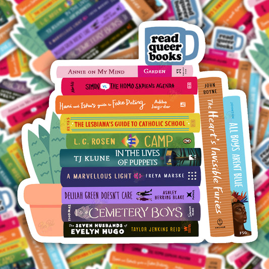 Read Queer Books Bookstack Vinyl Sticker