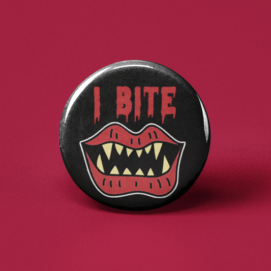 I Bite Pinback Button