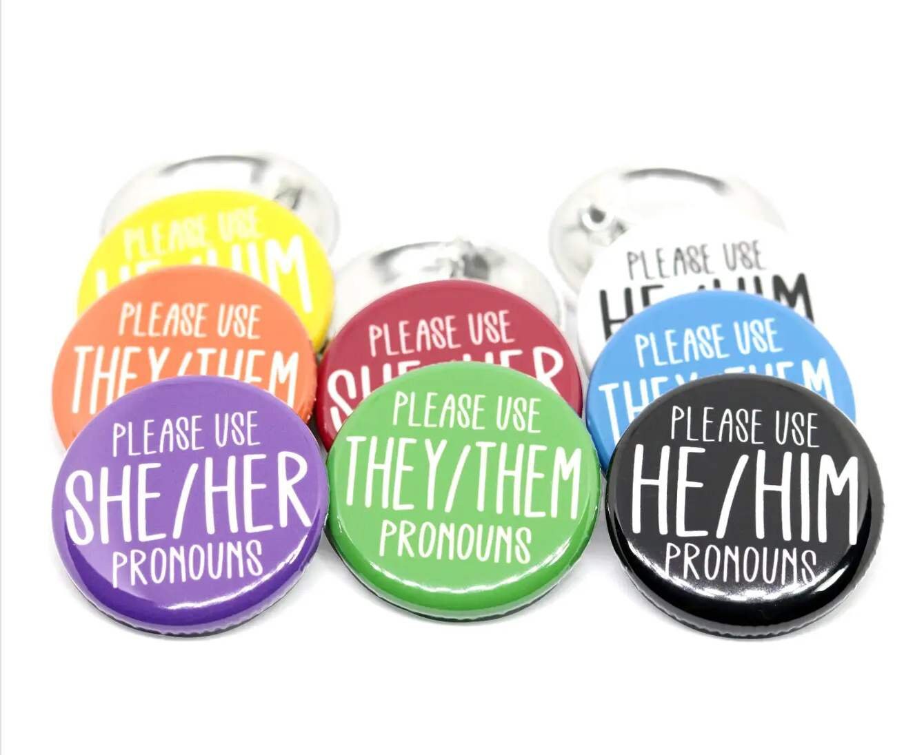 Pronoun Pinback Button Style 6