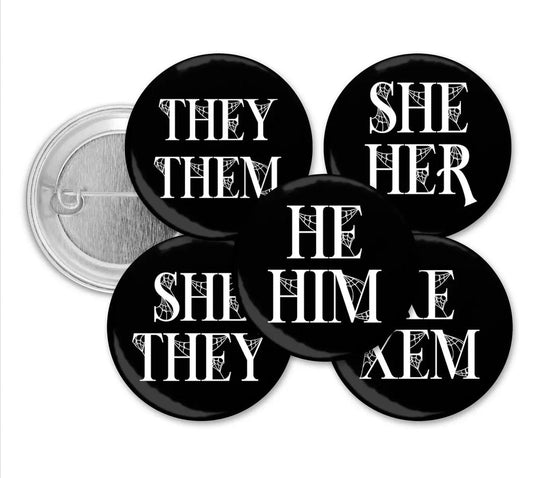 Pronoun Pinback Button Style 7